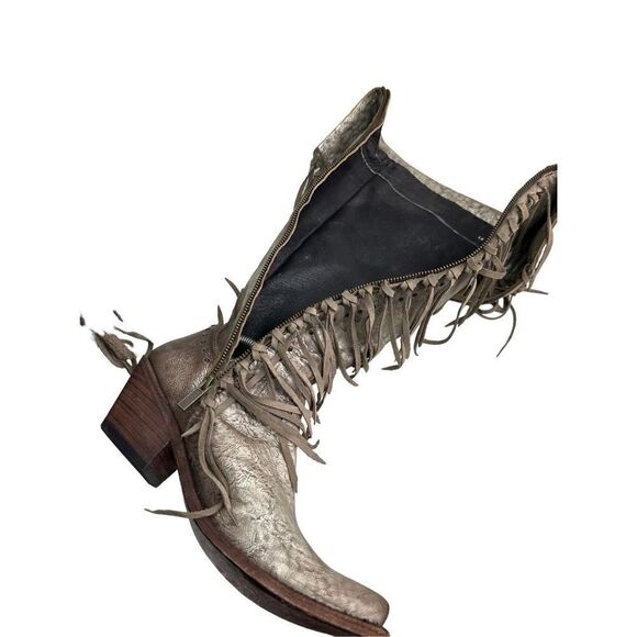 Liberty Black Women's Maritsa Fringe Zipper Knee High Boots Silver Gray Sz 9 - Picture 6 of 11